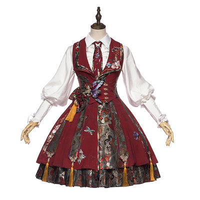 Youpairui~Qi Lolita Tea Party Red Jumper Dress S JSK 