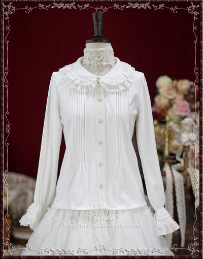 Tiny Garden~Cotton Retro Lace Lolita Blouse S white with velvet 
