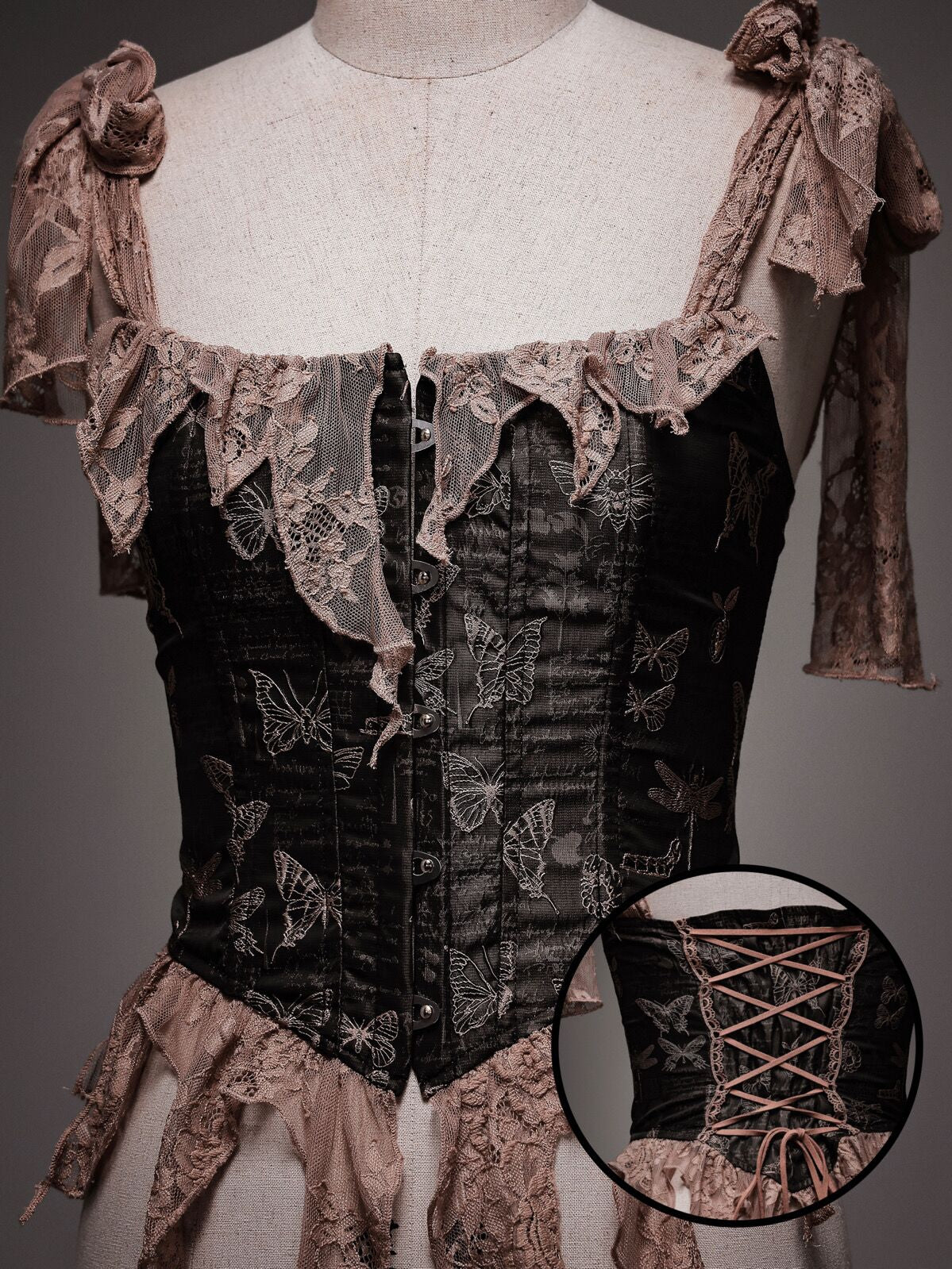 Blood Supply~Dead Leaves~Retro Leaves Fishbone Gothic Corset   