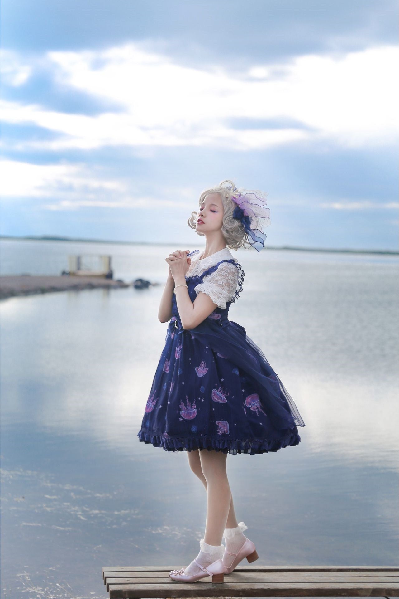 LilithEye - Jellyfish Meteor - Chiffon Fairy Jellyfish Printed Lolita JSK 8518:92196