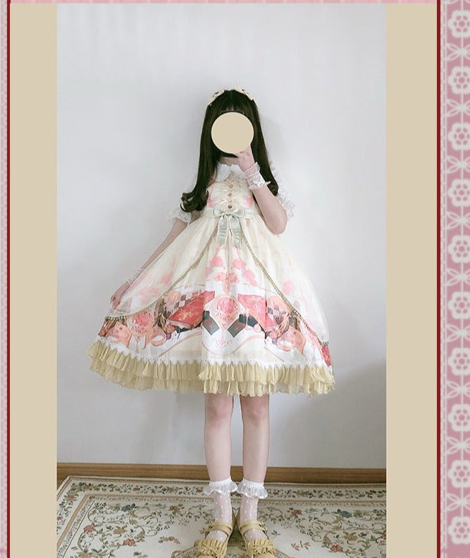 Strawberry Witch~Clock Encounter~Summer Lolita JSK Dress S ivory 