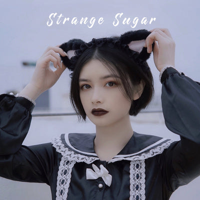 Strange Sugar~Gothic Lolita Handmade Headdress flouncing cat ear hairclip  