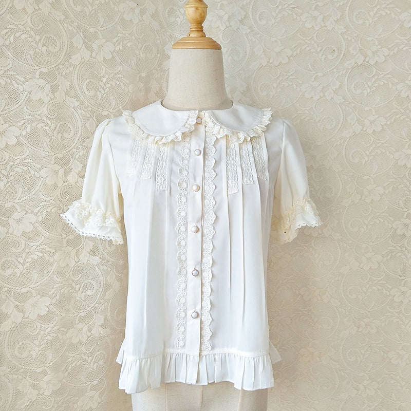 Youlan Lane - Peter Pan Collar Kawaii Lolita Blouse XS white