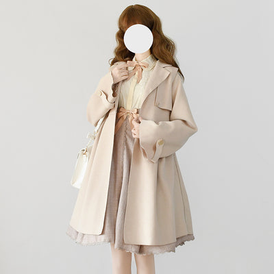 Yuansu~To Early Winter~Multicolors Lolita Winter Overcoat S Off-white thin version 