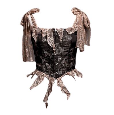 Blood Supply~Dead Leaves~Retro Leaves Fishbone Gothic Corset S single fishbone corset 