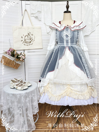 With Puji～Snow White~Lolita Flounce Hemline OP Dress   