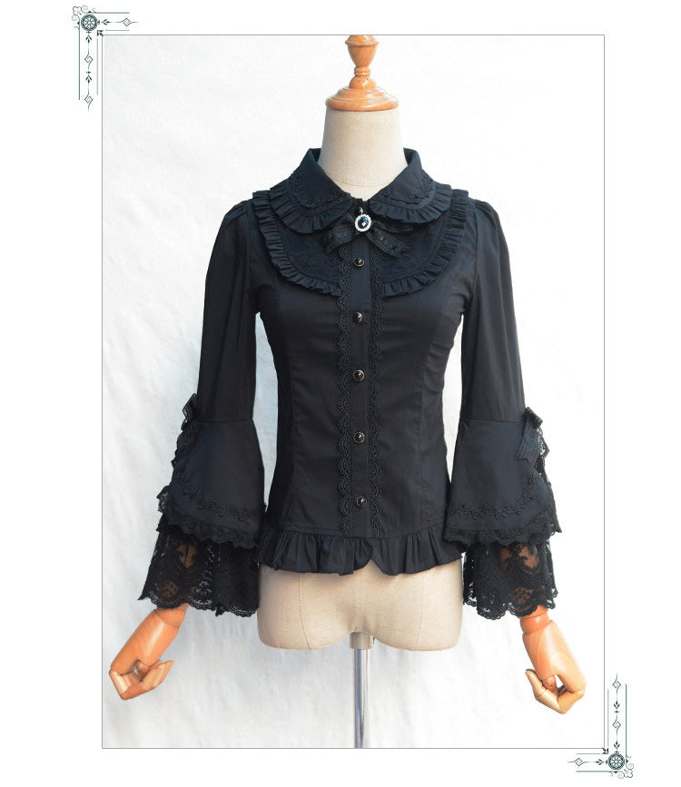 (Buy for me) LuoYou~Sweet Princess Sleeves Lolita Blouse S black 