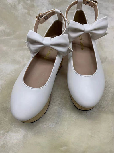 The Seventh Sense~Japanese Style Wooden Platform Wa Lolita Shoes 35 white 