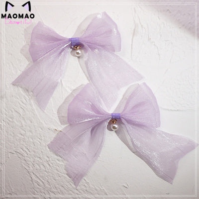 (BuyForMe) MaoJiang Handmade~Kawaii Bows Lolita Head Accessories purple-big bow bead hairpin (a pair)  