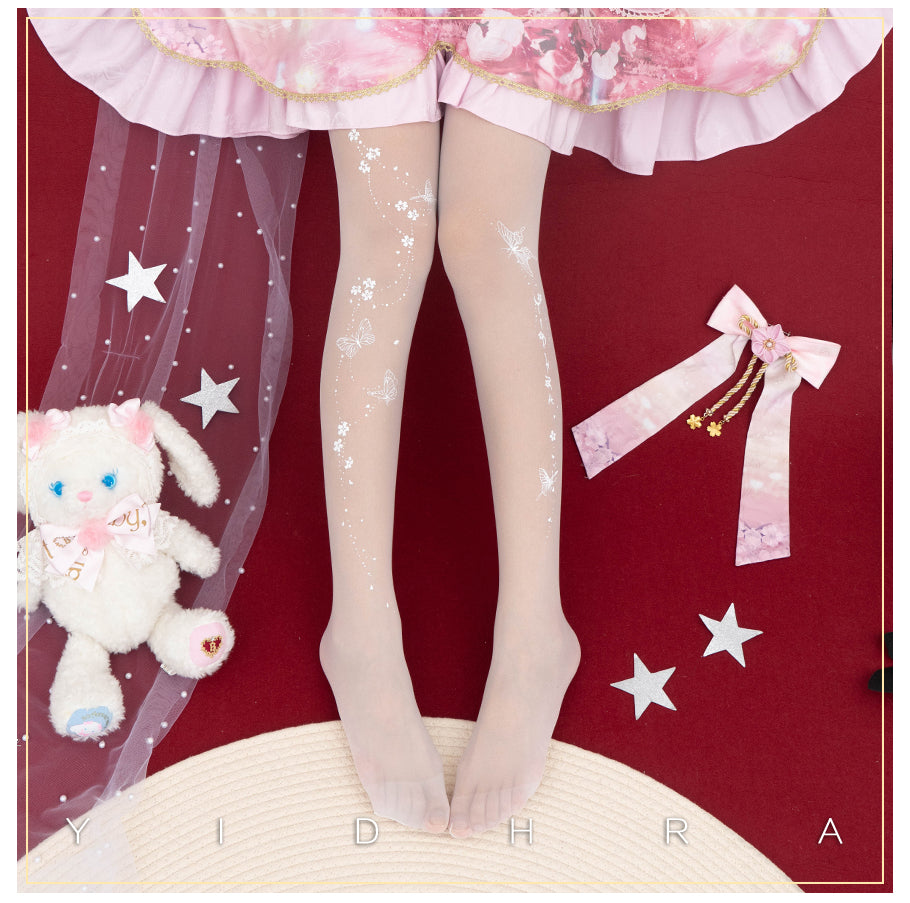 Yidhra - Butterfly Flowers - Summer 20D Velvet Lolita Tights