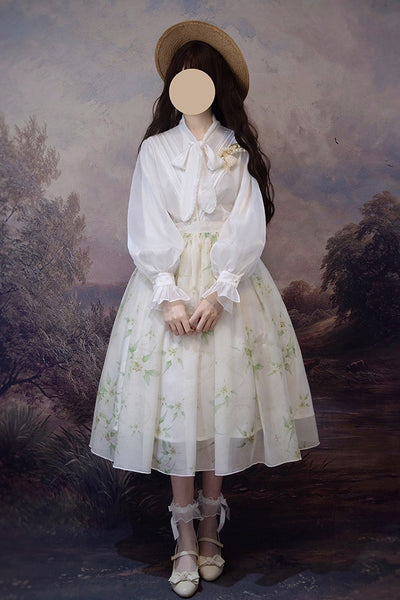 Beleganty~Elegant Lolita Chiffon Long Sleeve White Blouse   