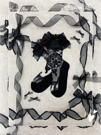 Elpress L~A Kiss from Heaven~Flounce Pendant Embroidery Lolita Socks freesize angel white 