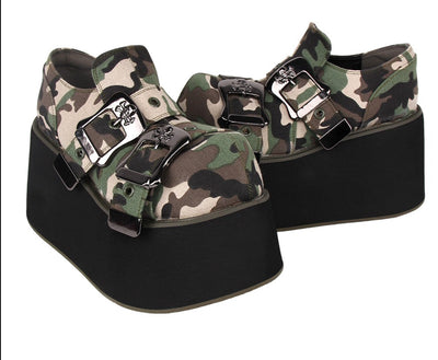 Angelic Imprint~Camouflage 10cm Punk Lolita Muffin Shoes 35 camouflage green 