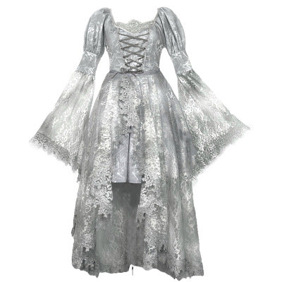 Blood Supply~Rose Funeral~Halloween Grey Classic Lolita OP S royal classic dress 