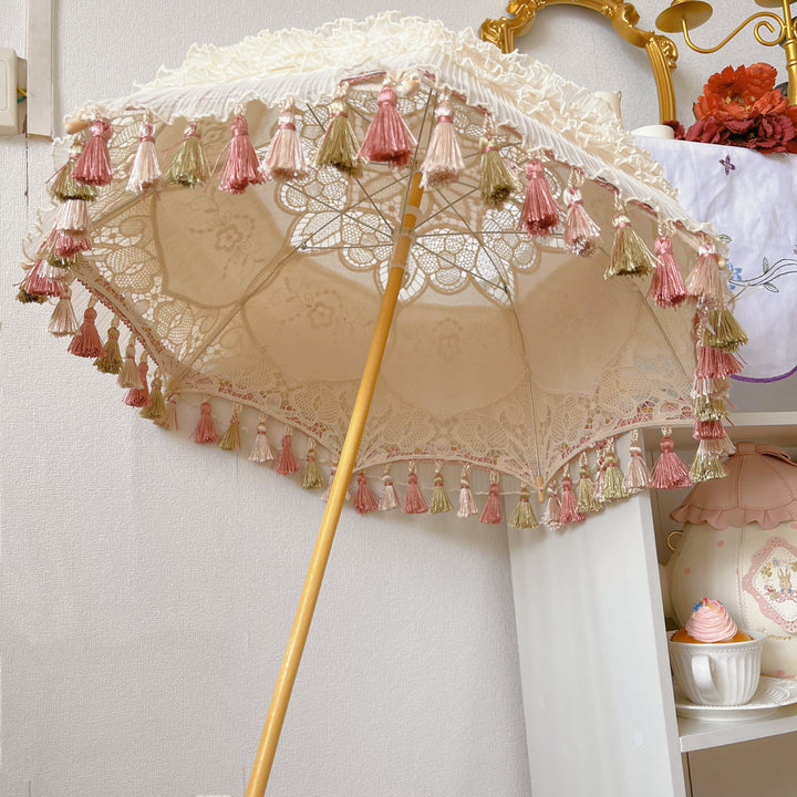 LongMao Lolita~Hollow Embroidered Lace Lolita Parasol Multicolors   