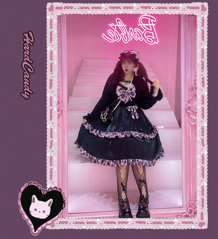Yingtang~Plus Size Lolita Dress Leopard Hot Girl Sweet   