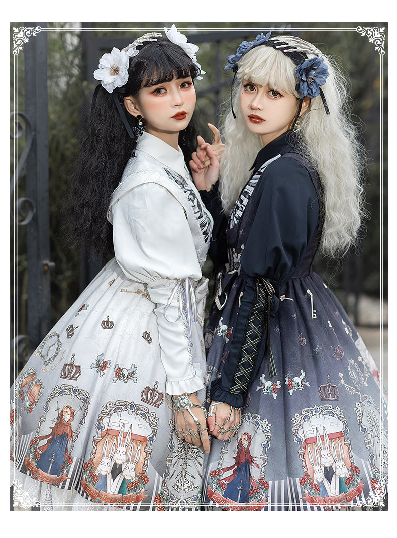 YingLuoFu~Black Fairytale~Gothic Twins Lolita JSK   