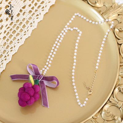 Xiaogui~Vintage Frence Grape Hairpin Lolita Accessory No.4 oil painting grape chain (55cm)  