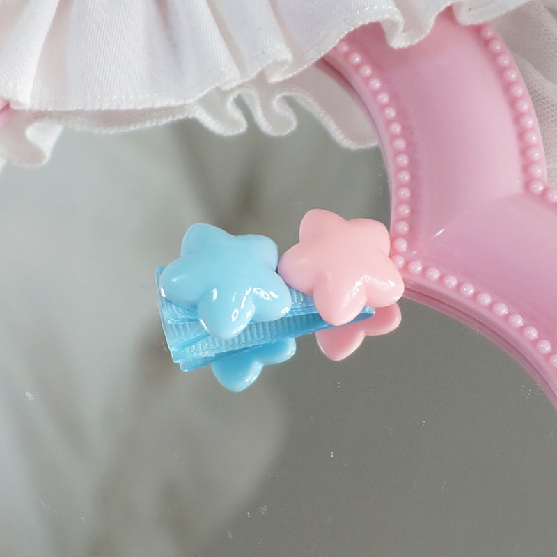 MaoJiang Handmade - Sweet Lolita Hair Pins Star Shape Multicolor blue-pink stars