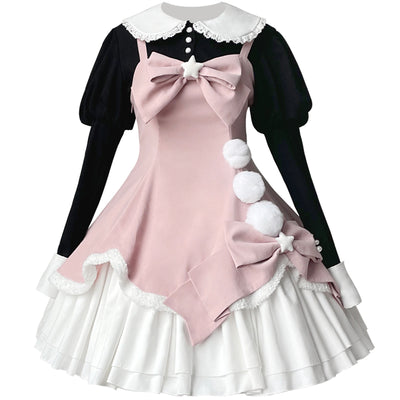 Your princess~Christmas Princess Sweet Lolita Jumper Dress S pink JSK+black long sleeve blouse 