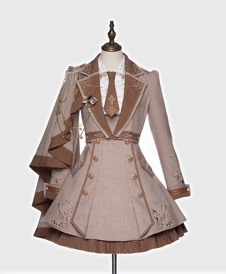 Youpairui~Sheffield~British-style Khaki Ouji Lolita Set   