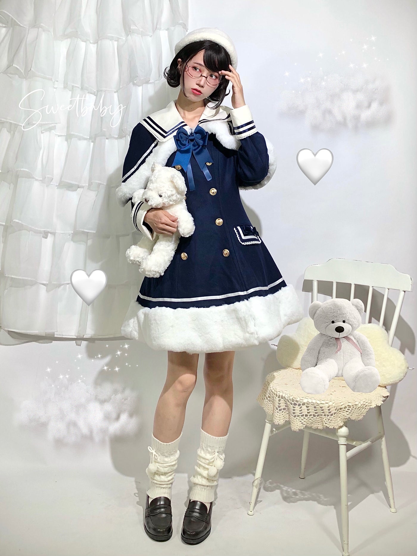 Strawberry Witch~ Sailor Style A-line Winter Coat   