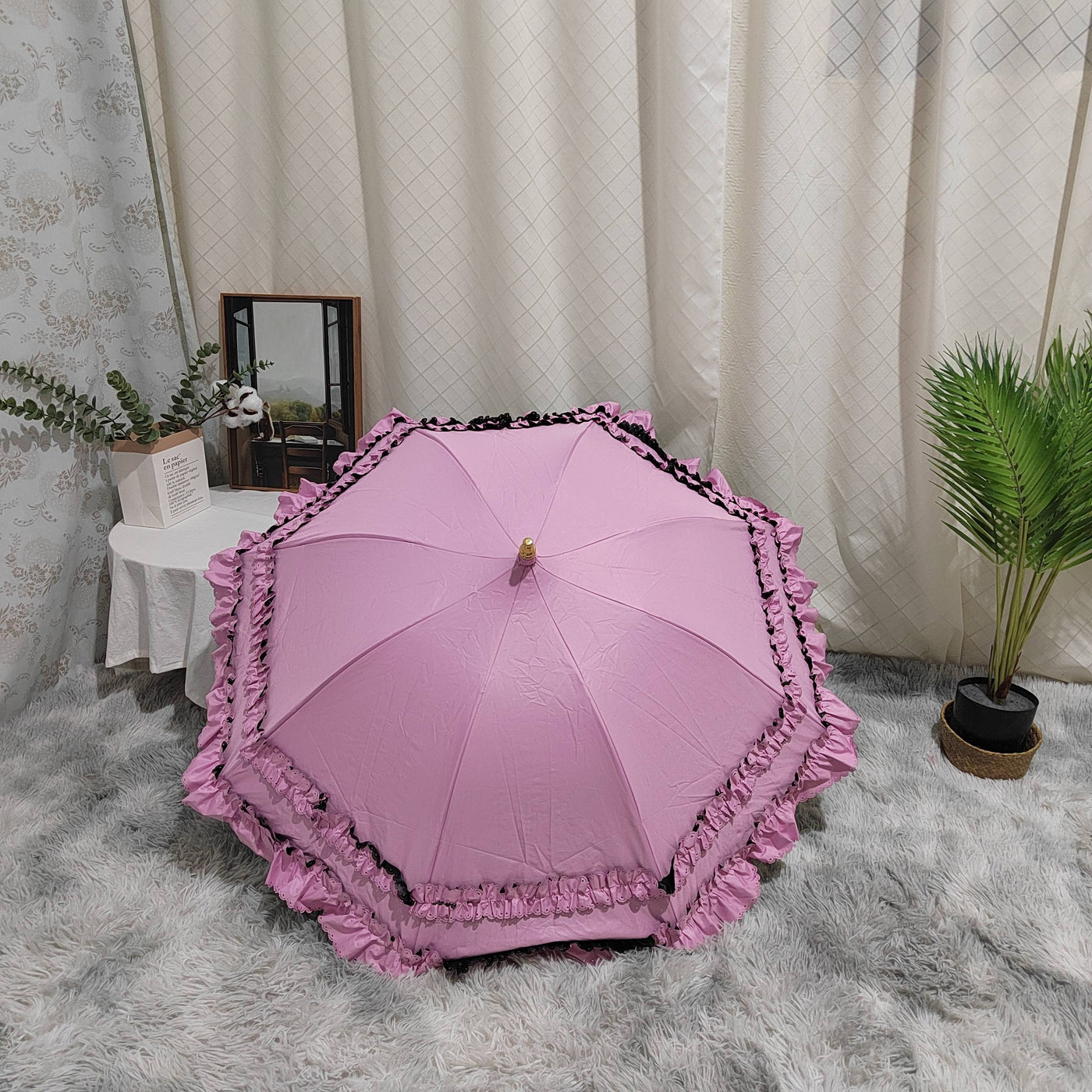 Foldable Flounce Princess Lolita Parasol pink  