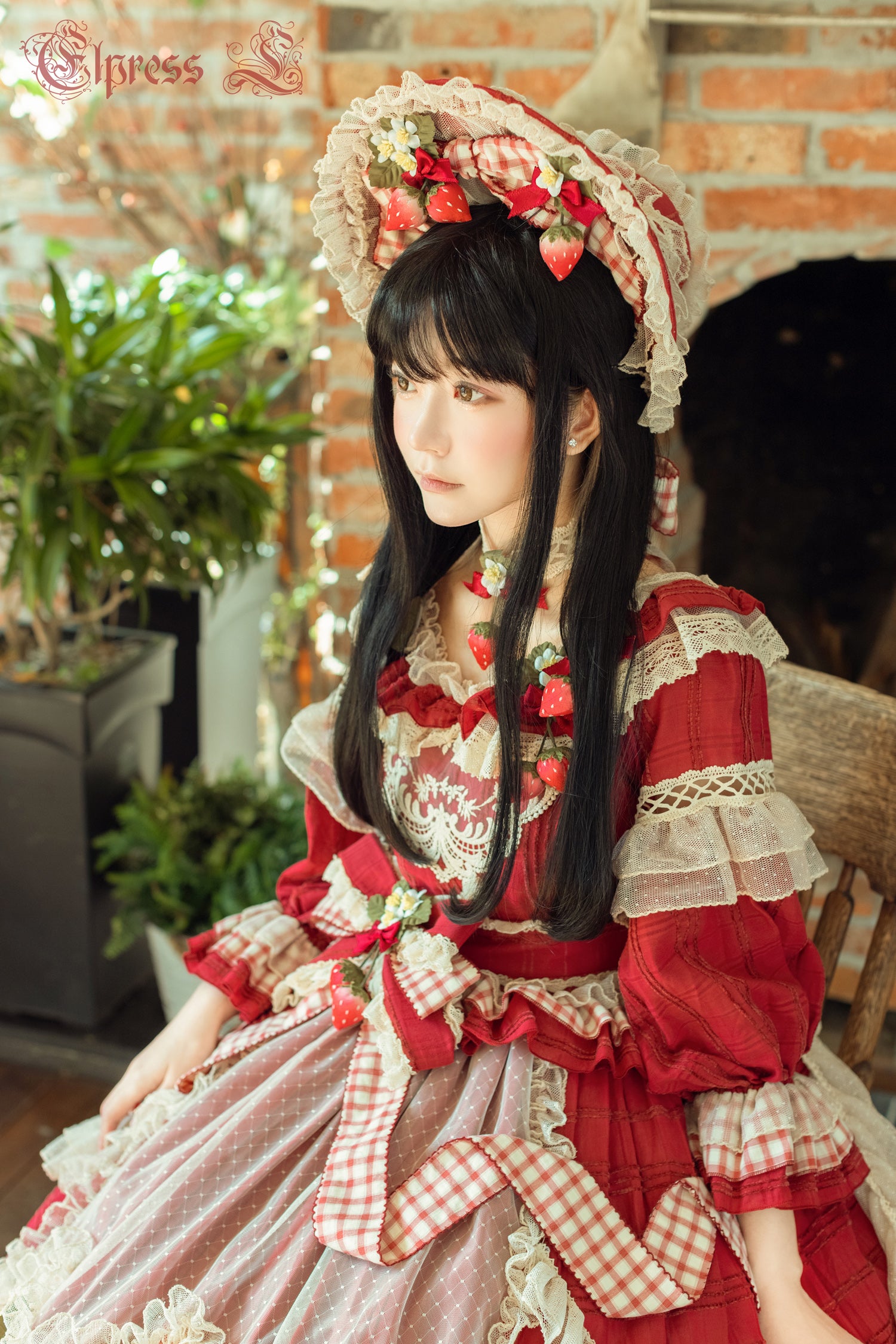Elpress L - Peach Fragrance - Country Lolita Multicolors Strawberry Lolita OP Dress