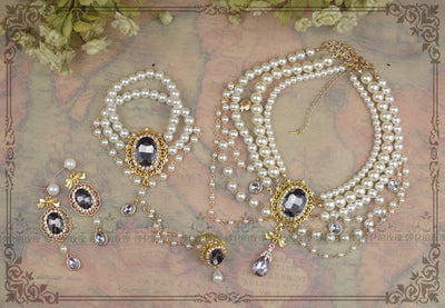 Rose of Sharon ~ Classic Lolita Pearl Bracelet with Ring   