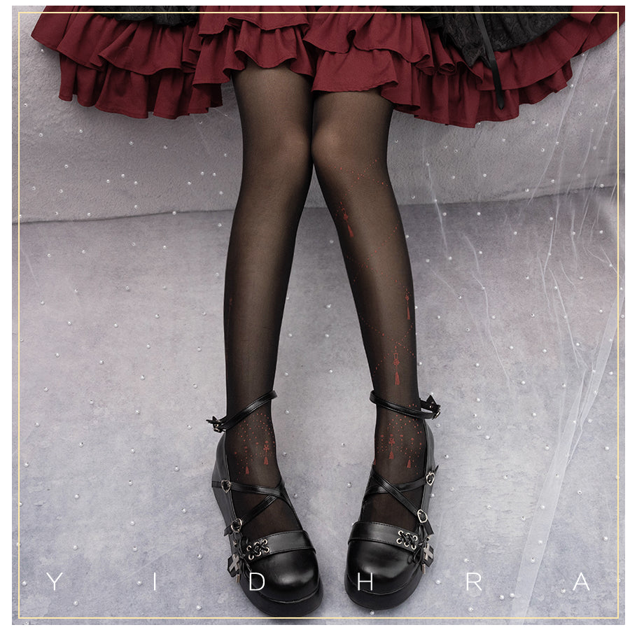 Yidhra - Song and Lights - Lolita Tights One Size black and red