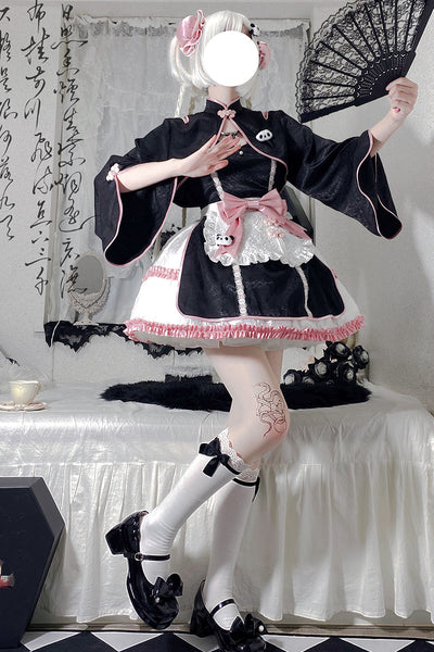 With PUJI~Cat Fist~Chinese Qi Lolita Maid Bolero JSK Set   