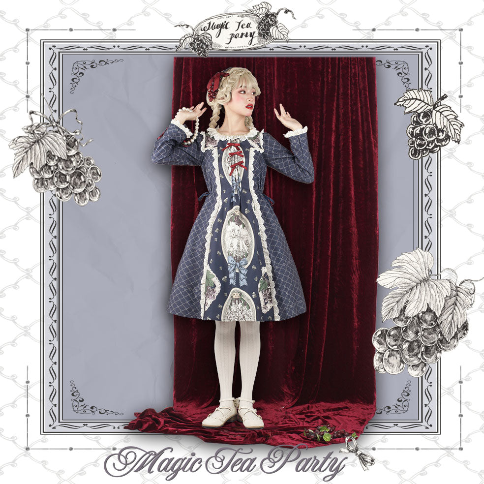 Magic Tea Party~Grape Princess Elegant Dress OP L navy blue OP 