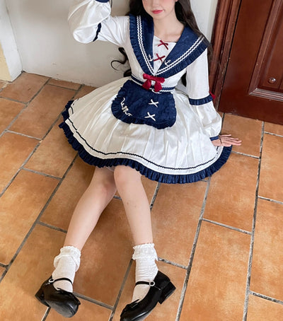 With PUJI~A Letter to Wind~Maid Pleated Sailor Lolita OP   