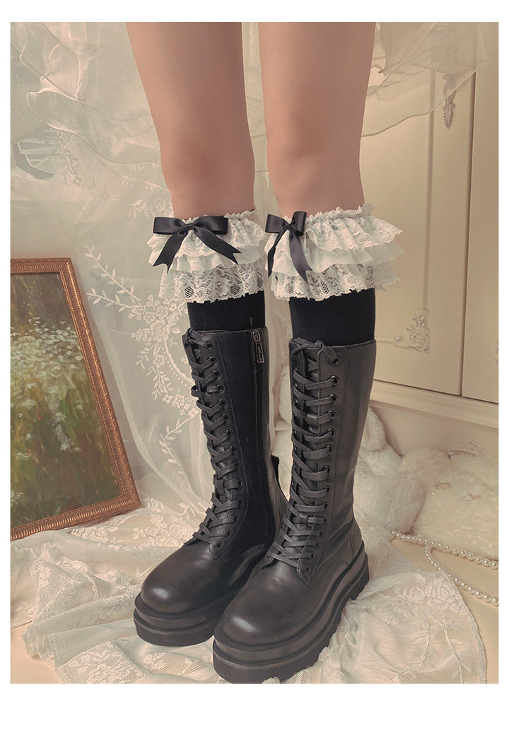 (BuyForMe) Mixiu~Lolita Bow Cotton Socks Lace Socks   