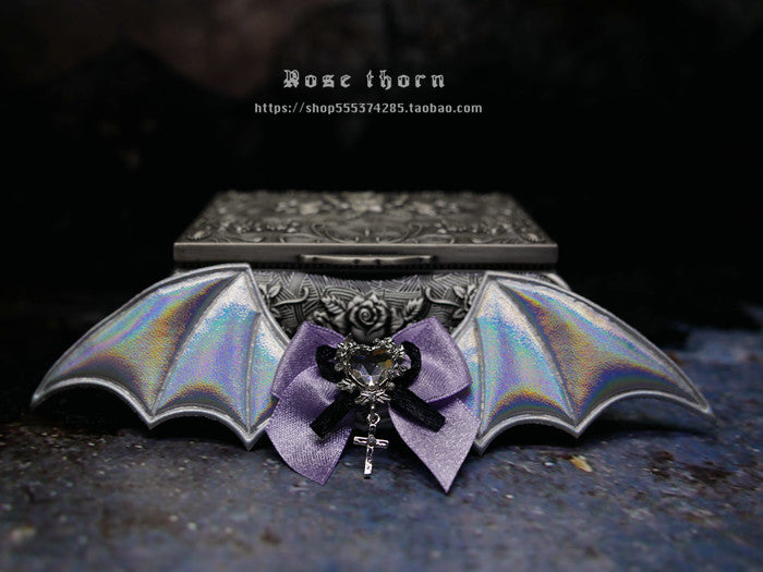 Rose Thorn - Multicolors Gothic Lolita Little Bat Brooch Hairpin A Purple Hairpin