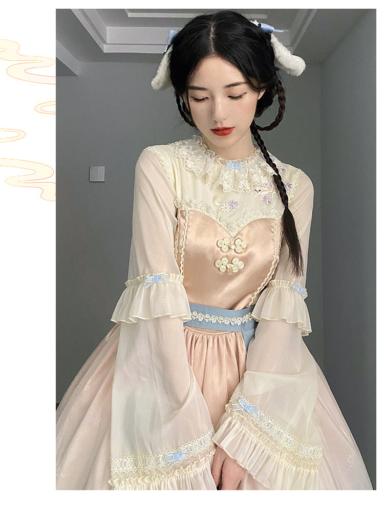 With Puji~Mid-Autumn Rabbit Chinese style Embroidery Lolita OP Dress   