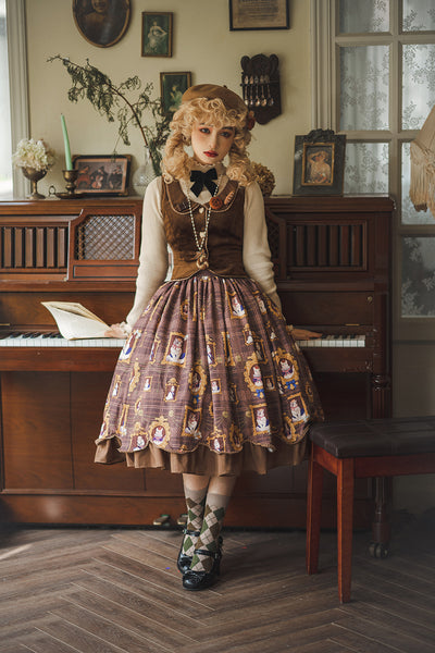 Miss Point~Christmas Preppy Style Velvet Lolita SK Vest Set   