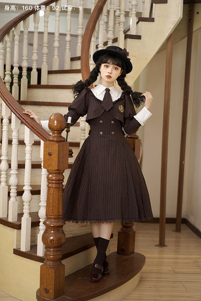 Alice Girl~Greene College~Preppy Style Fake Two-piece Lolita OP   