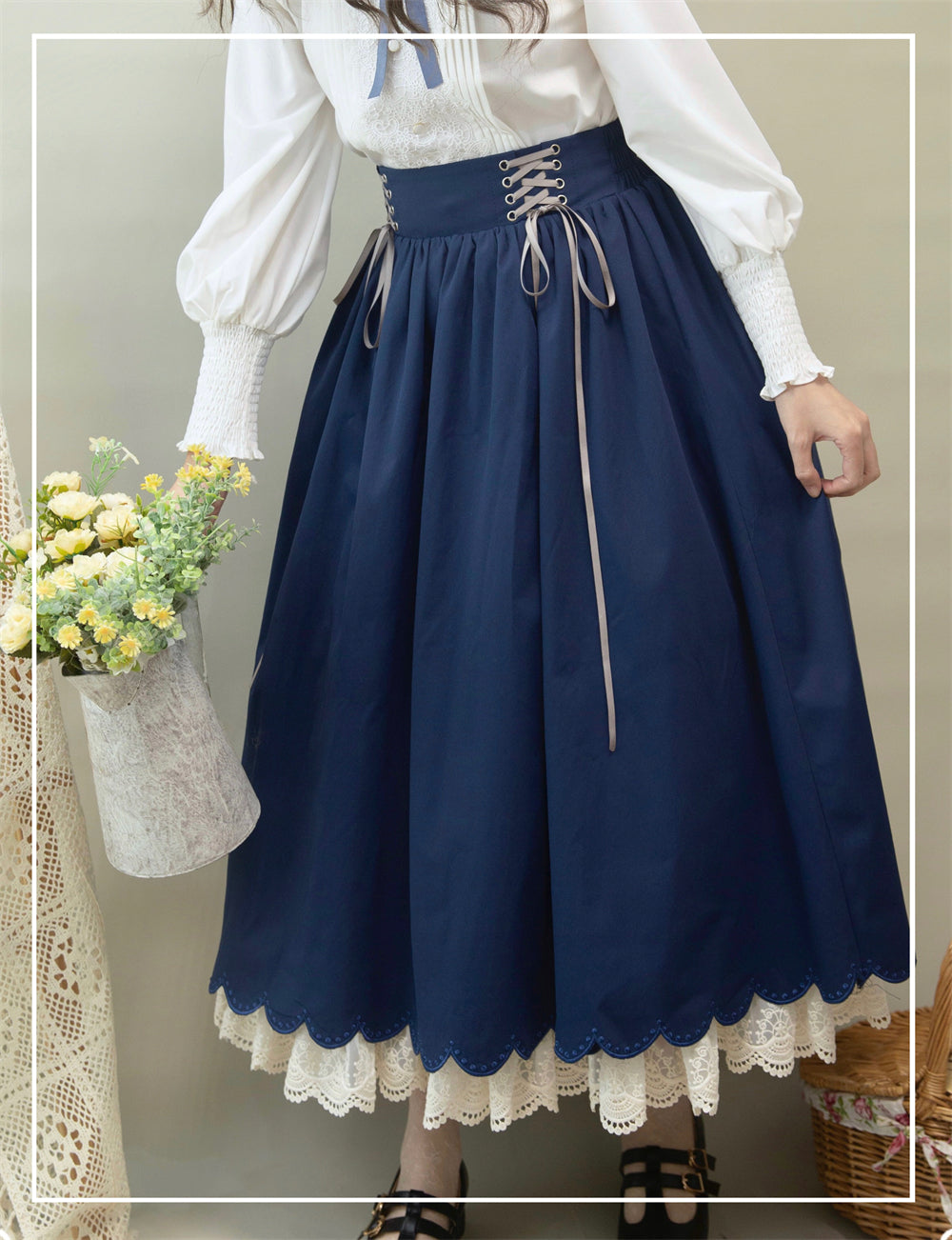 EESSILY~Countess's Autumn Tour~Retro Lolita Embroidery Long SK 8318:129568