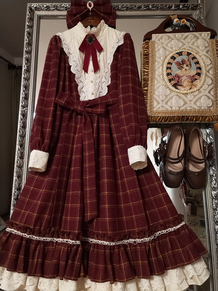 Miss Point~Rose Silhouette 3.0~Plaid Vintage Classic Lolita OP   