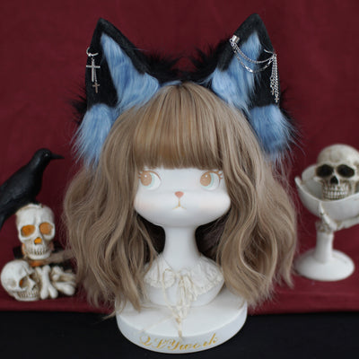 (Buyforme) Meow three times~Halloween Vampire Wolf Ear Lolita KC blue X black  