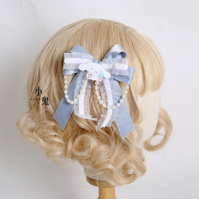 Xiaogui~Kawaii Lolita Cinnamoroll Headdress KC No.5 pearl chain fish mouth clip  