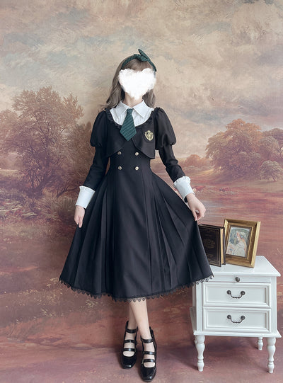 Alice Girl~Greene College~Preppy Style Fake Two-piece Lolita OP   