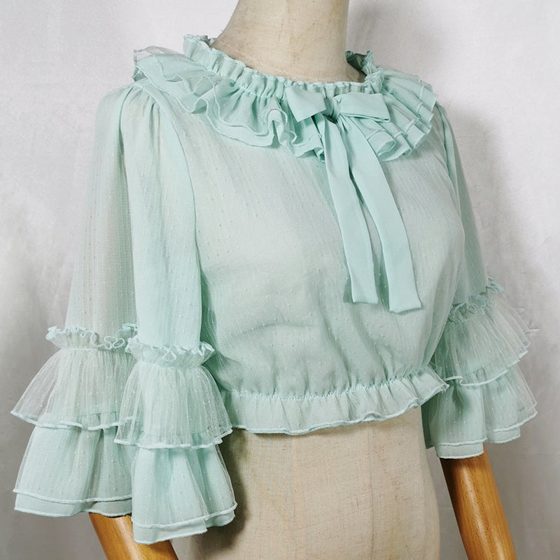 Sakurada Fawn - Princess Sleeve Chiffon Lolita Blouse L green