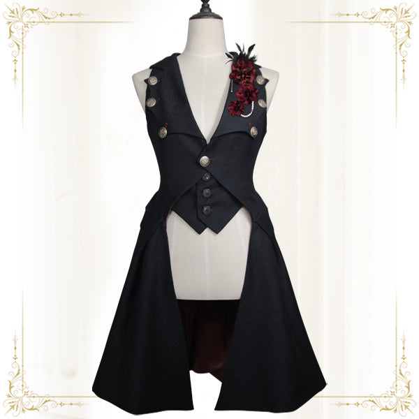 Immortal Thorn-Forever Date In the Dark~Sleeveness Ouji Lolita Coat S black 