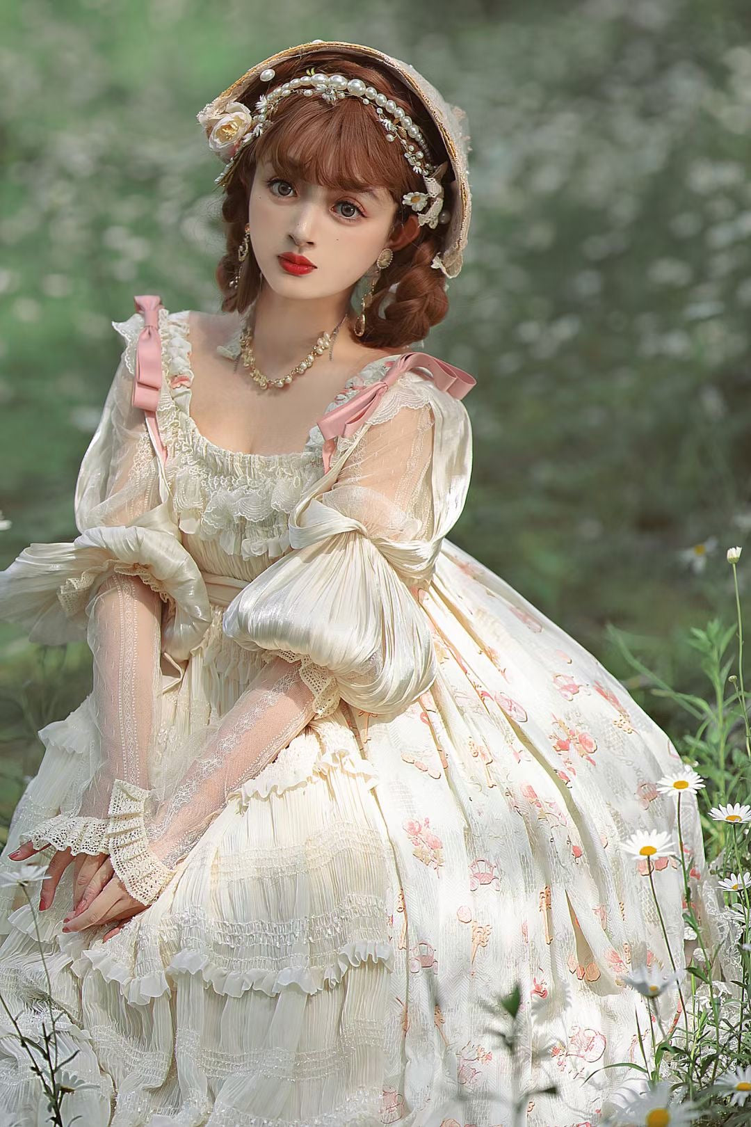 (Buyforme) Airfreeing~French Vintage Classic Lolita OP Jumper Dress short JSK S rose