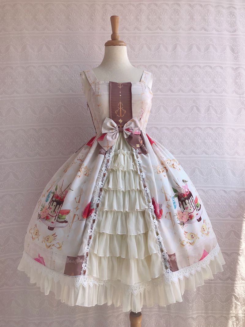 Yilia - Summer Dessert Front Opening Lolita JSK XS beige