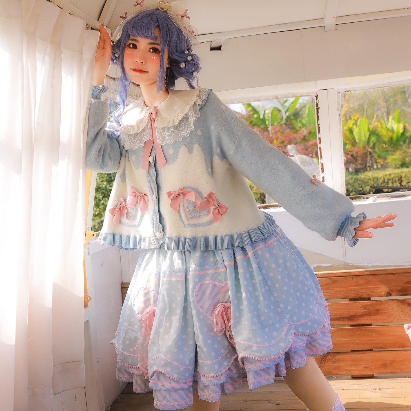 MIST~Beating Heart~Sweet Lolita Thick Sweater Coat Puff Sleeve 9908:115082