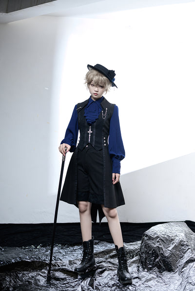 Princess Chronicles~Black and Blue~Male Lolita Ouji Swallowtail Vest   
