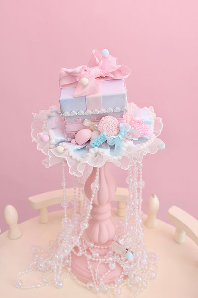 Alice Girl~Rainbow Candy Lolita Candy Box Headdress pink and blue  